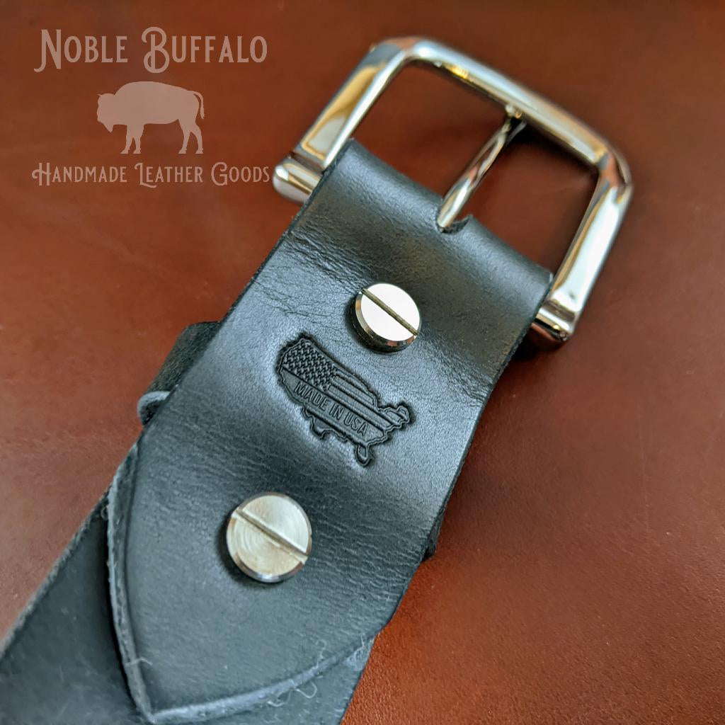 Ebony Black Full Grain Leather Belt - Made in the USA - Noble Buffalo