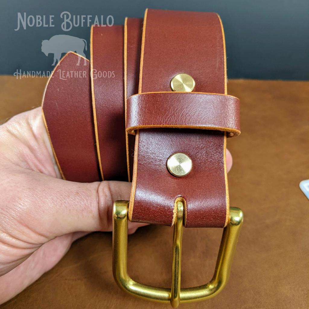 Chestnut Leather Belts - Full Grain Men's Chestnut Red Handmade Leather Belts Made in the USA