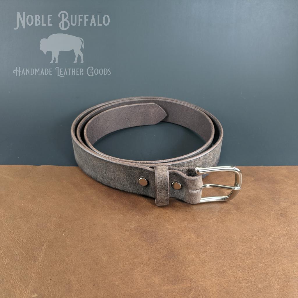 Gray Leather Belts - Full Grain Men's Grey Handmade Leather Belts Made in the USA