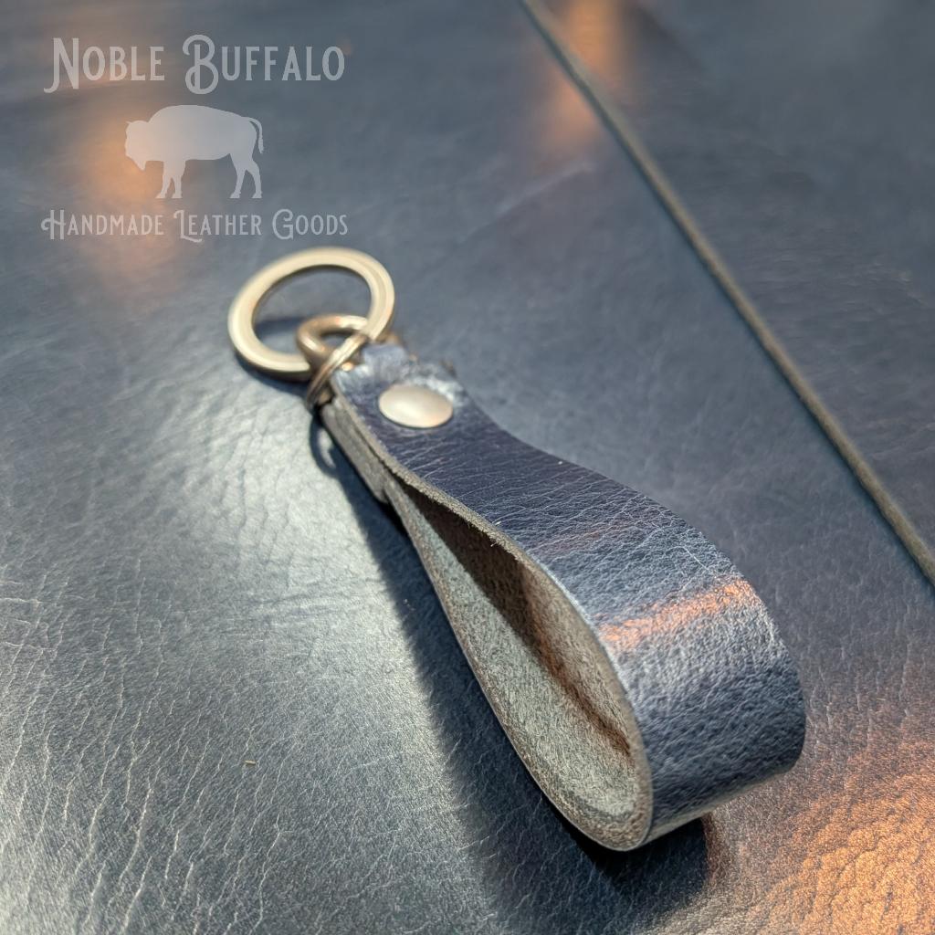 Blue Leather Buffalo Keychain