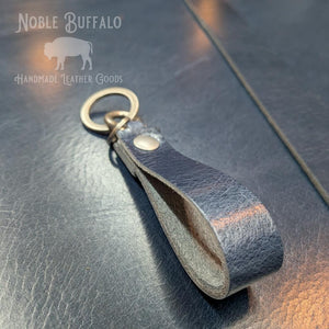 Blue Leather Buffalo Keychain