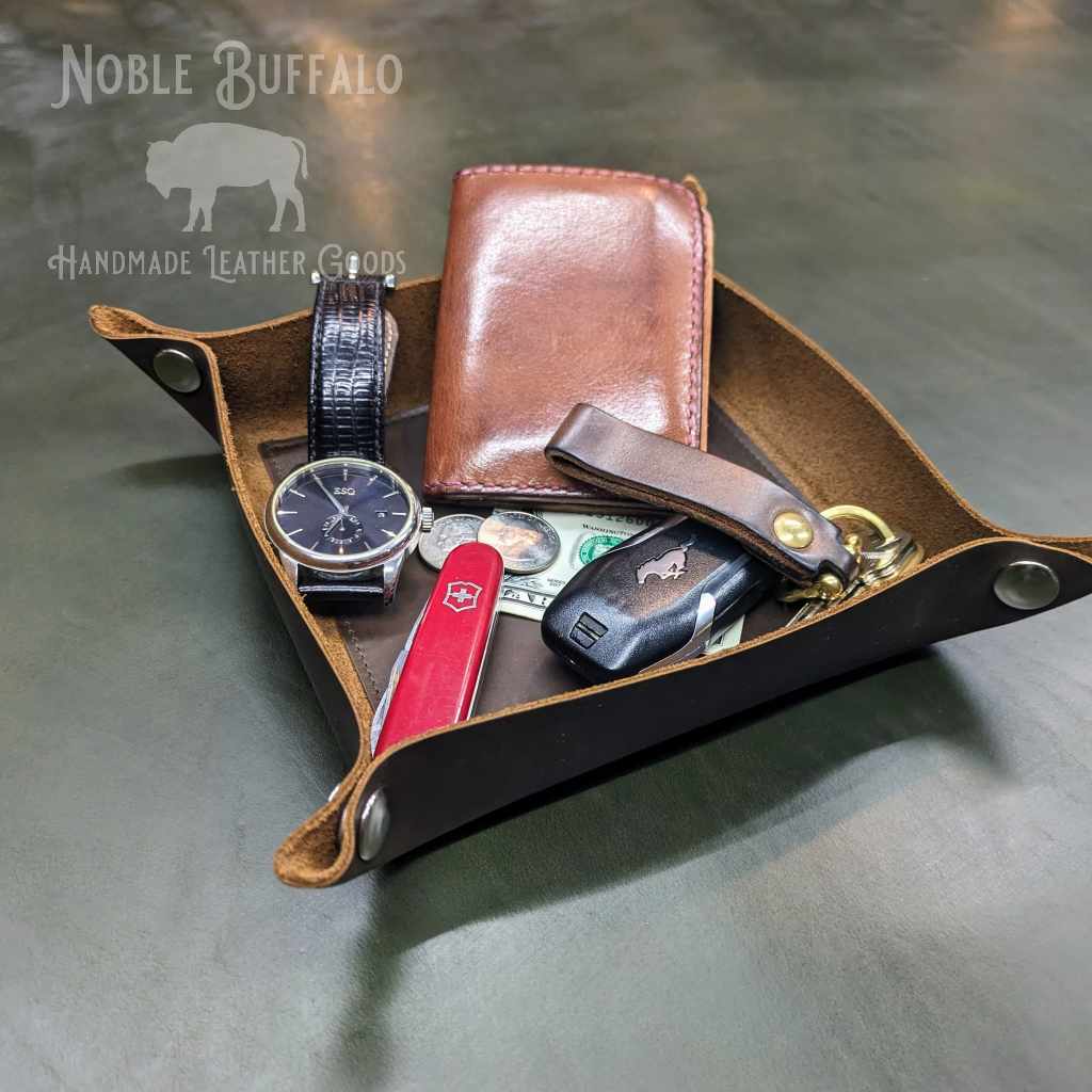 Leather Valet Tray - Organizer for keys, wallet, coins - Noble Buffalo - Made in the USA