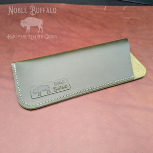 Green Glasses Case - Leather USA Made