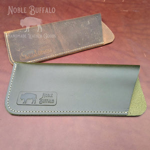 Green and Brown Glasses Case - Leather USA Made