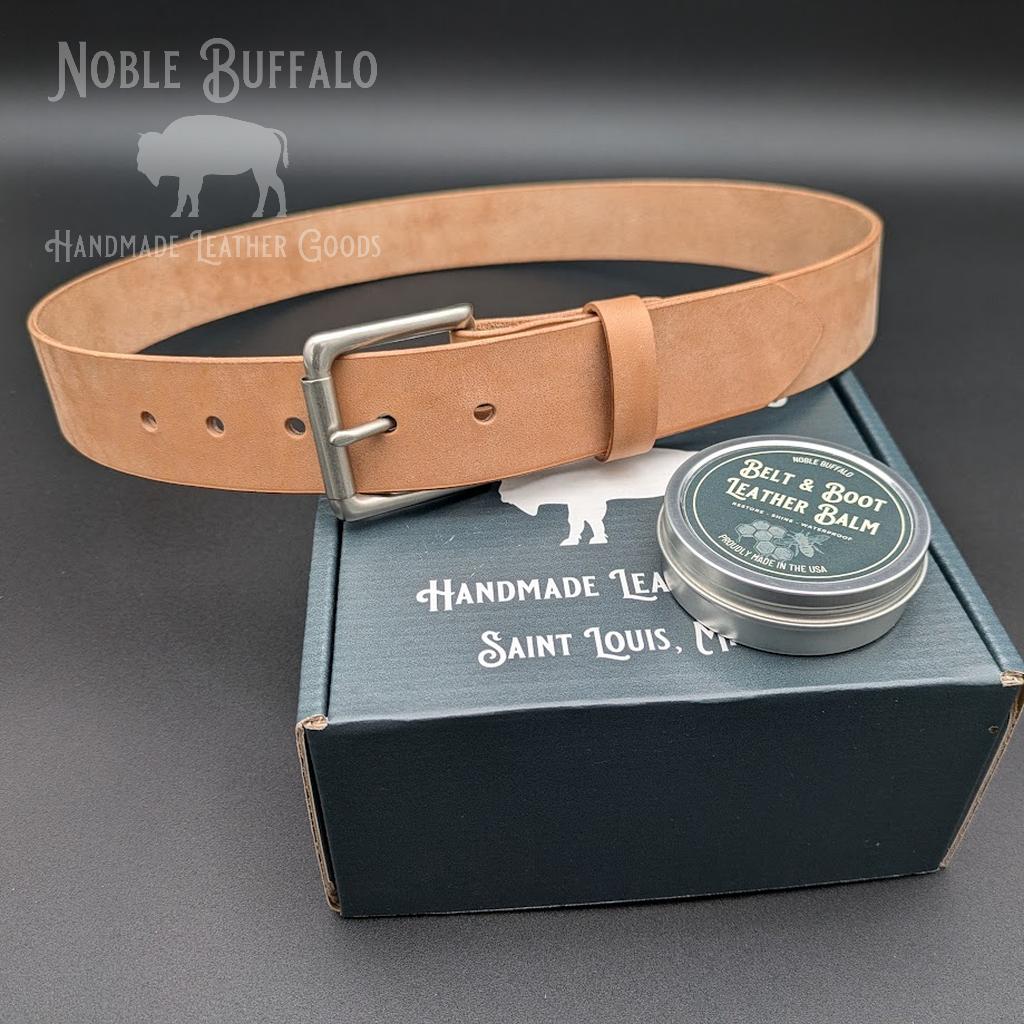 Horsehide Leather Belt - Russet Natural Horween Horse Leather Belt - USA Made by Noble Buffalo