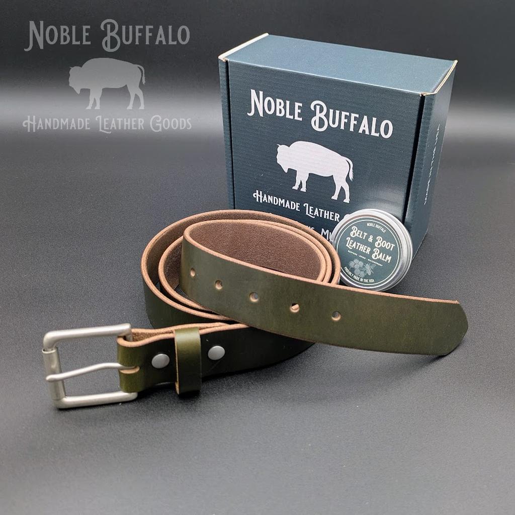 Greener Pastures - Green Horween Chromexcel Men's Leather Belt - USA American Made Leather Belt - Noble Buffalo