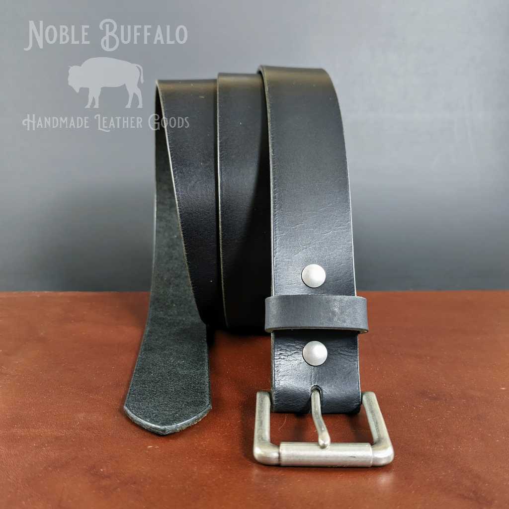 希少　00s archive BUFFALO BOBS leather belt Vintage 1990s Chrome Chunky Leather Belt - W32-36” | SYLK