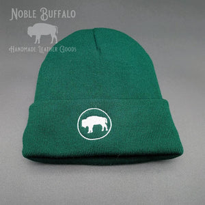 Warm Winter Beanie - Dark Green Fleece Lines Beanie