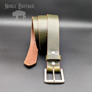 Greener Pastures - Green Horween Chromexcel Men's Leather Belt - USA American Made Leather Belt - Noble Buffalo