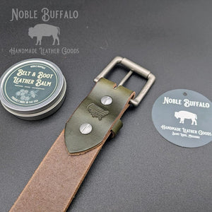 Greener Pastures - Green Horween Chromexcel Men's Leather Belt - USA American Made Leather Belt - Noble Buffalo