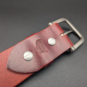 Velvet Red Leather Belt - Soft Buffalo Leather Belt - Handmade in the USA - Red Costume Belt, Christmas Belt, Mens or Womens Dress Belt