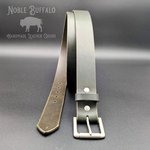 Dark Green, Saguaro Cactus Green Leather Belt, USA American Made Mens Leather Belt by Noble Buffalo