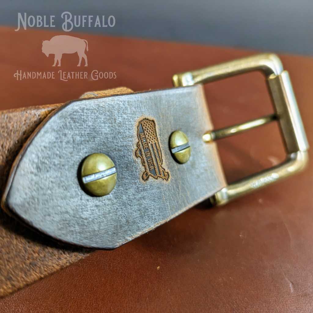 Crazy Horse Brown Leather Belt - Men's Full Grain Buffalo Leather Belt - Casual Rugged Belts