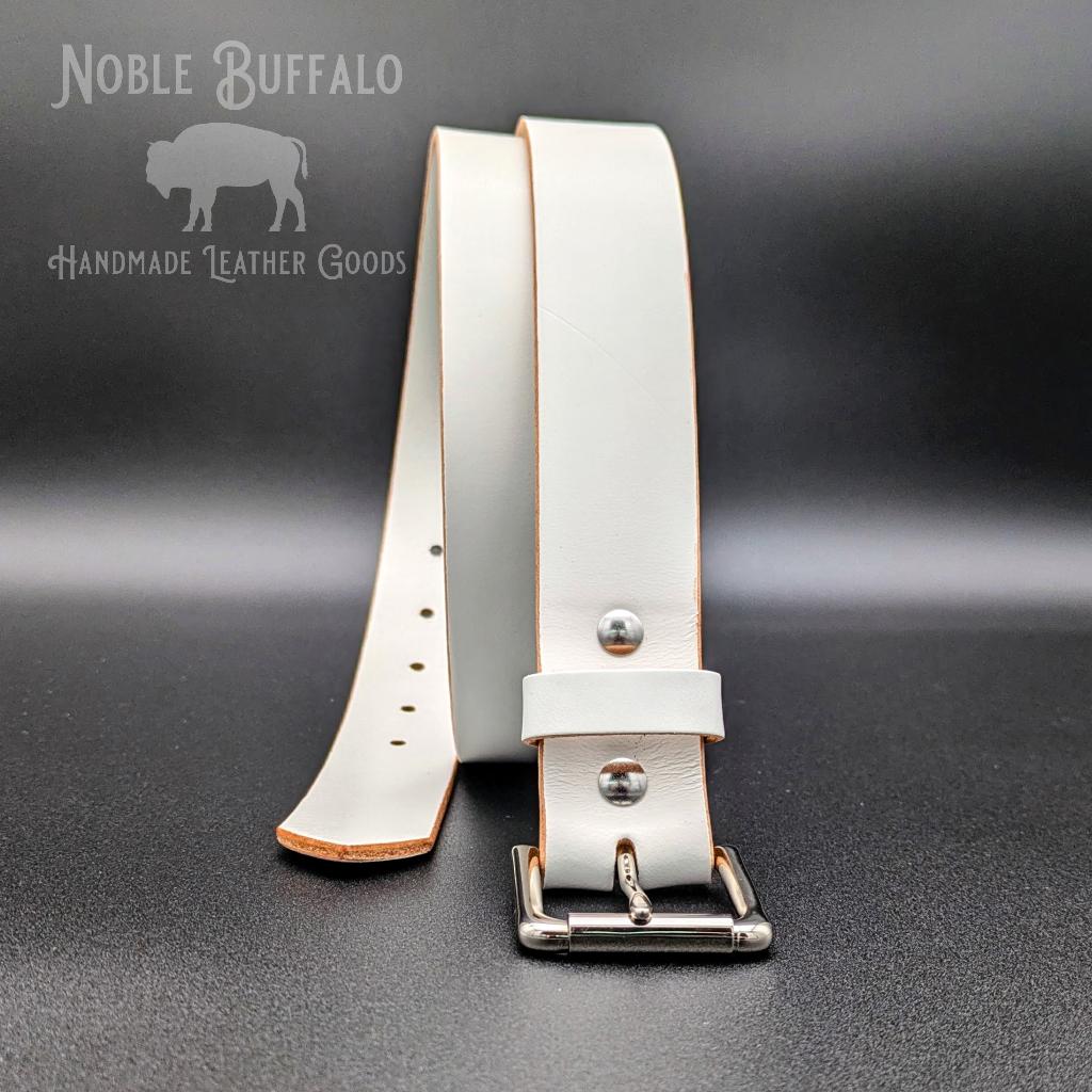 White Leather Belt, Men's Strong Leather Belt, USA Made