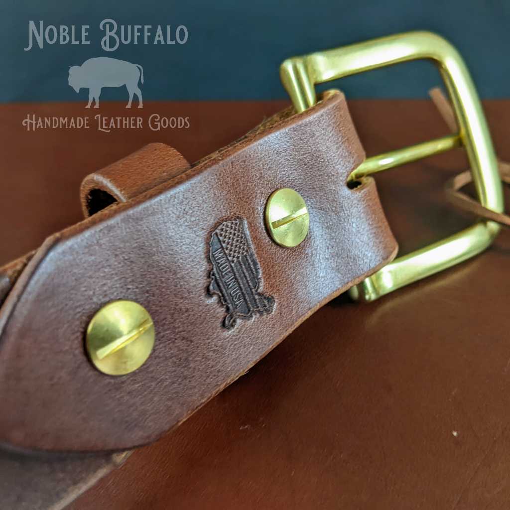 Cocobolo Brown Full Grain Men's Leather Belt - USA Made Leather Belt - Noble Buffalo
