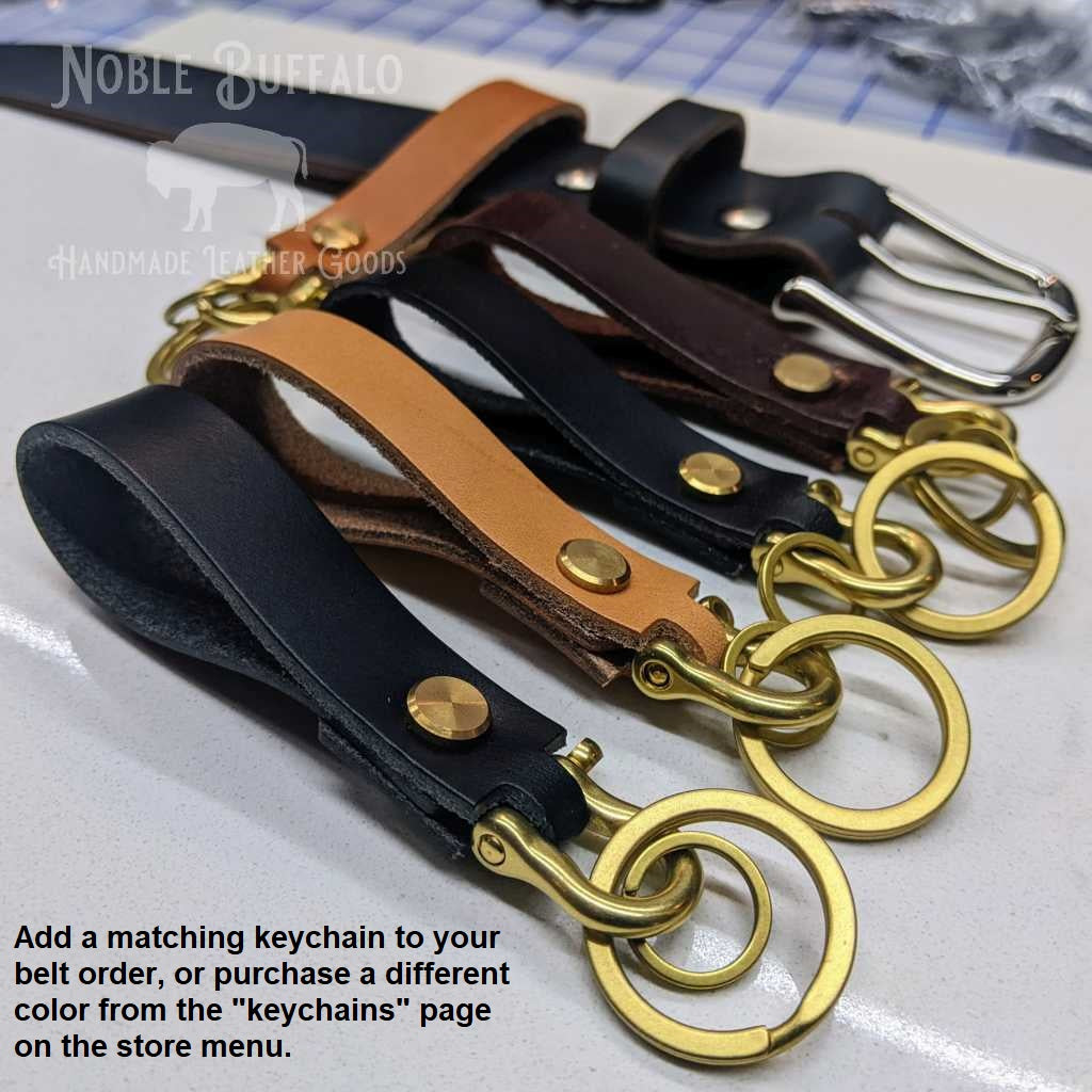 Belt Loop Leather & Brass Keychain - Ebony - Noble Buffalo