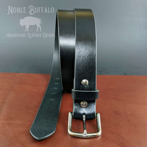 Genuine Buffalo Matte Black Belt 1 1/4 inch Brass/Nickel Center Bar Buckle 28 / Black