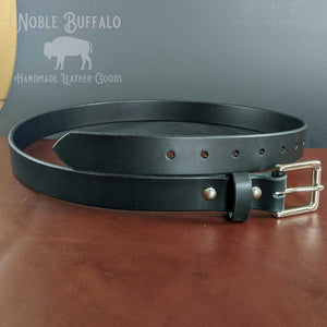 Ebony Black Leather Belt - English Bridle Thick Mens Leather Belt Made in the USA - MIUSA by Noble Buffalo