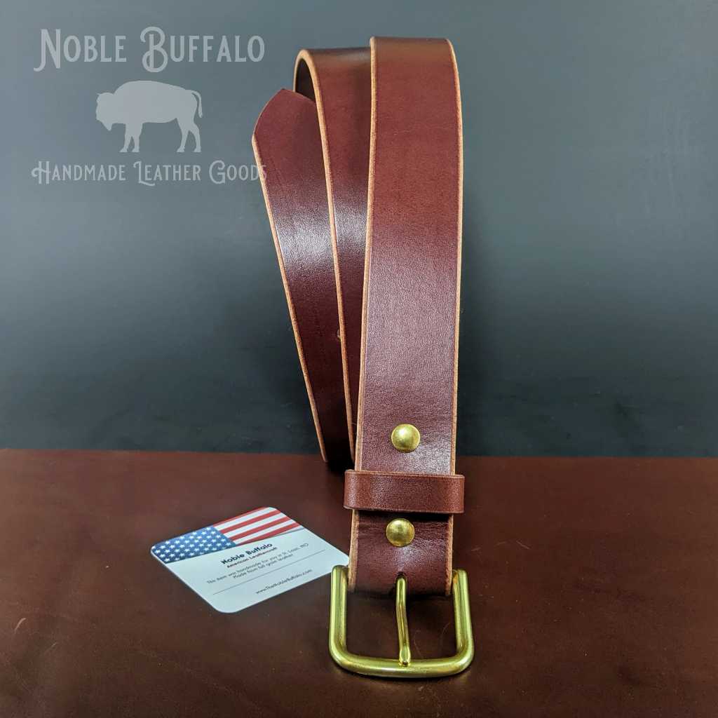 1.5" Thick Brown Hermann Oak Leather Belt by Noble Buffalo