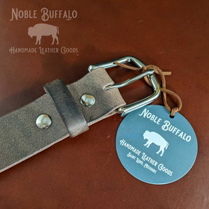 Crazy Horse Gray Grey Brown Leather Belt - Handmade in the USA Noble Buffalo