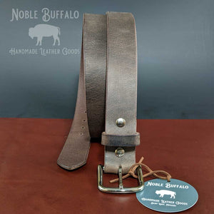 Crazy Horse Gray Grey Brown Leather Belt - Handmade in the USA Noble Buffalo