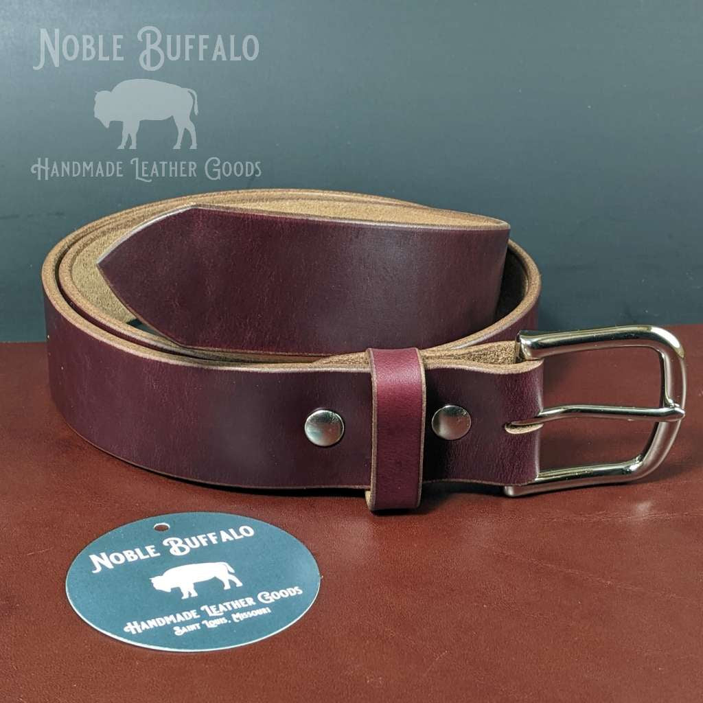 Burgundy Full Grain Soft Leather Belt - Made in the USA by Noble Buffalo