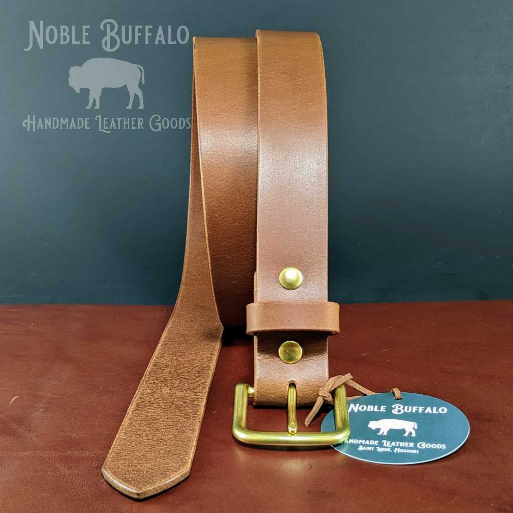 Golden Brown Buffalo Leather Belt - USA Made Men's Best Quality Belts - Noble Buffalo