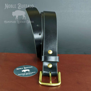 Black Buffalo Leather Belt - Made in the USA Men's Solid Leather Buffalo Belt by Noble Buffalo