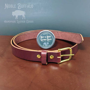 Glazed Burgundy Men's Leather Belt - USA Made Burgundy Leather Belt