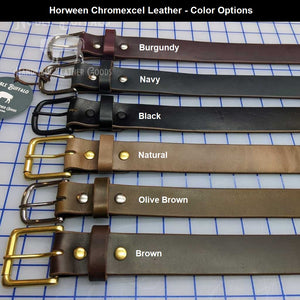 Available color options for Horween Chromexcel Noble Buffalo Soft Leather Belts