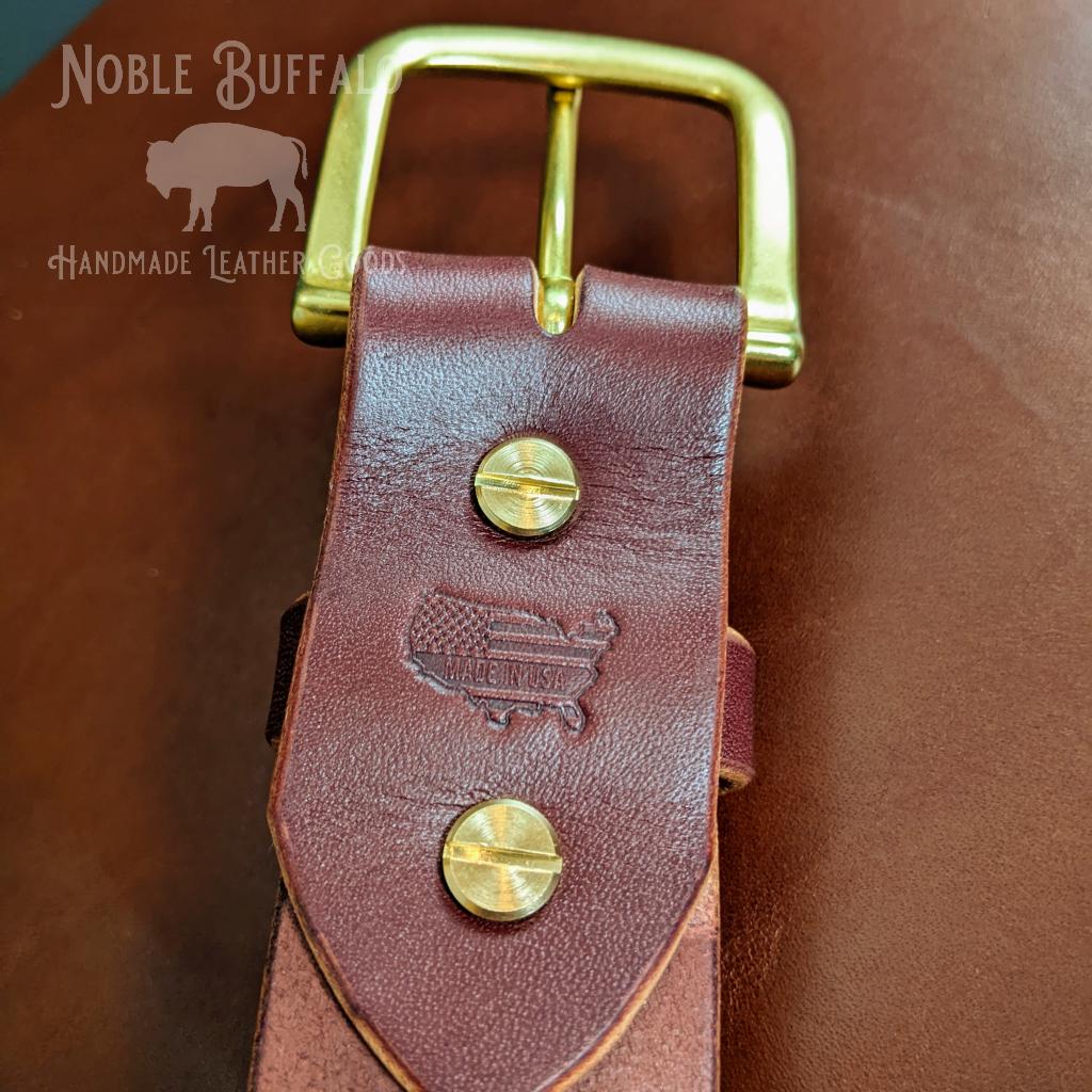 Made in the USA Burgundy Leather Belt