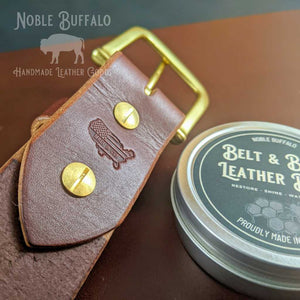 British Brown Dark Brown Full Grain Leather Belt for Men - Made in USA Men's Full Grain Leather Belt