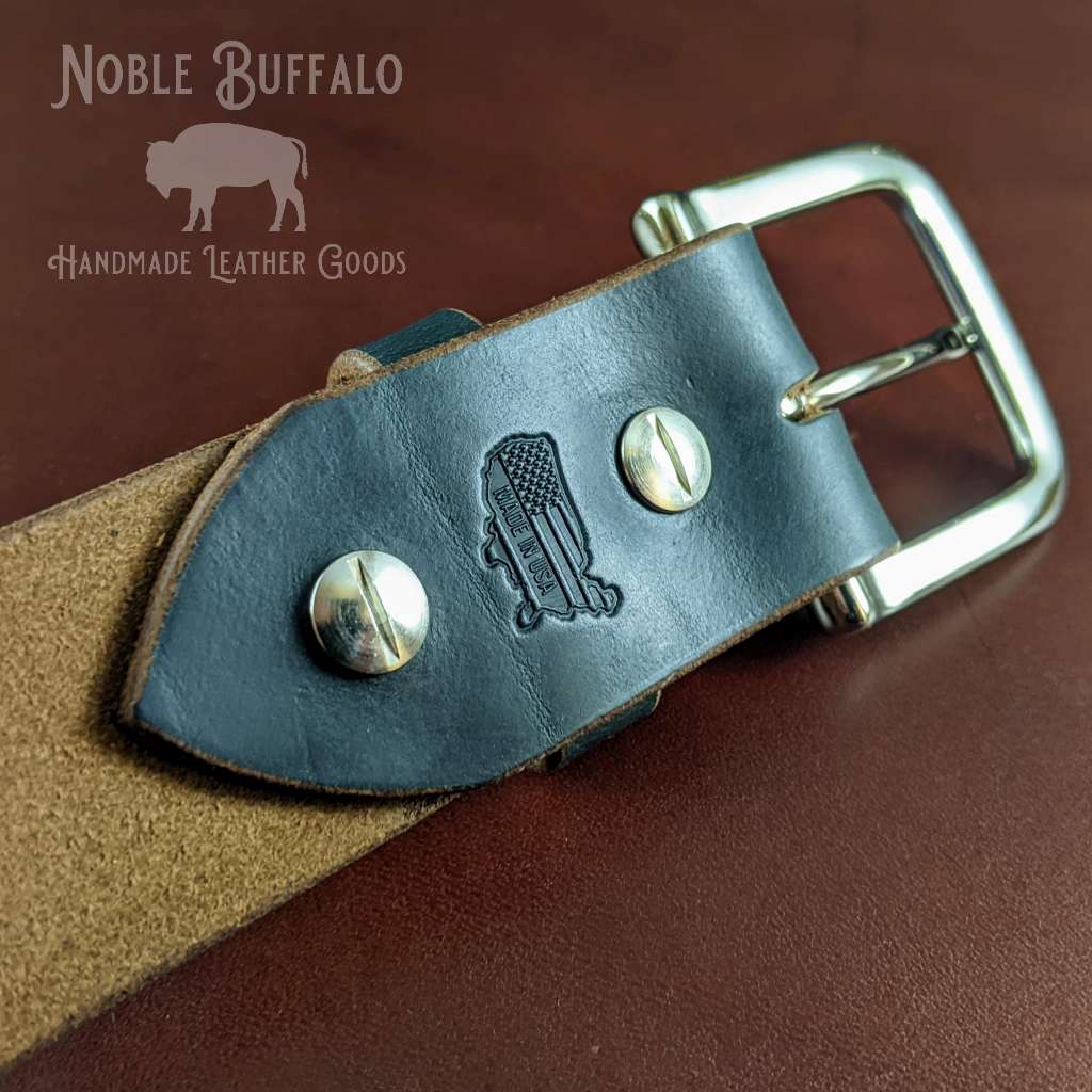 Navy Full Grain Soft Leather Belt - Made in the USA by Noble Buffalo