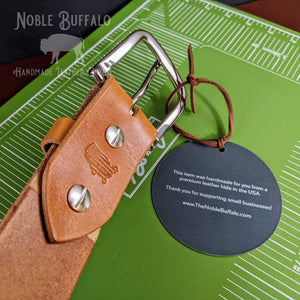 Natural Tan Patina Leather Belt - Full Grain Thick American Made Leather - USA Made by Noble Buffalo