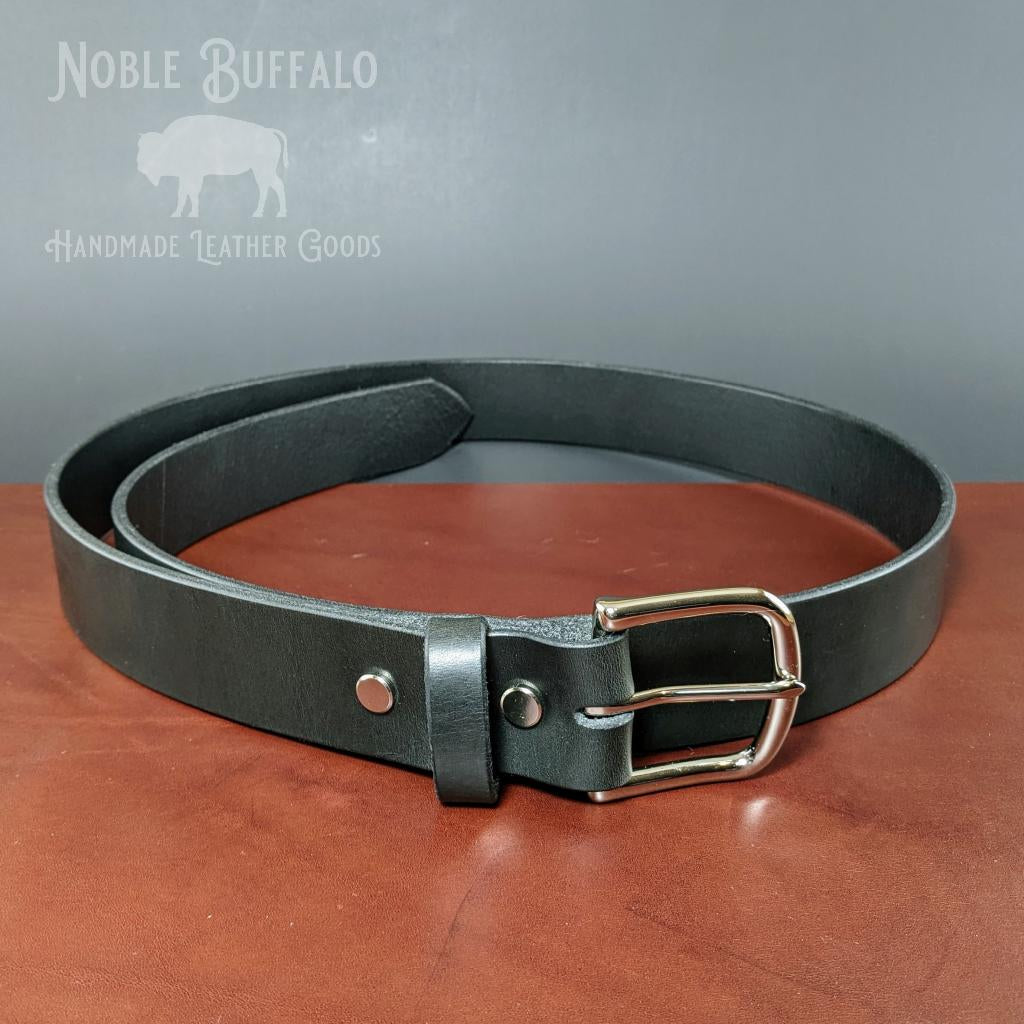 Ebony Black Full Grain Leather Belt - Made in the USA - Noble Buffalo
