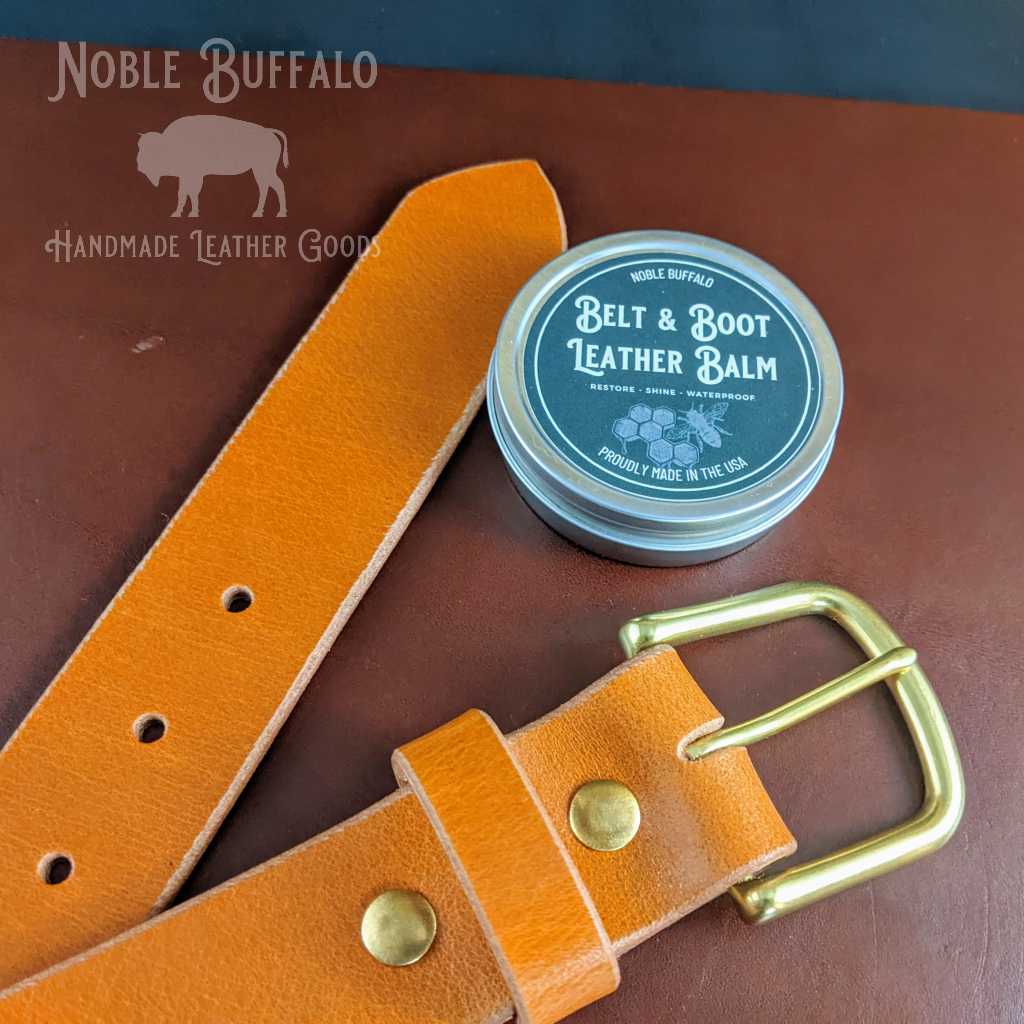 Glazed Tan Full Grain Thick Leather Belt - Made in the USA Men's Tan Leather Buffalo Belt