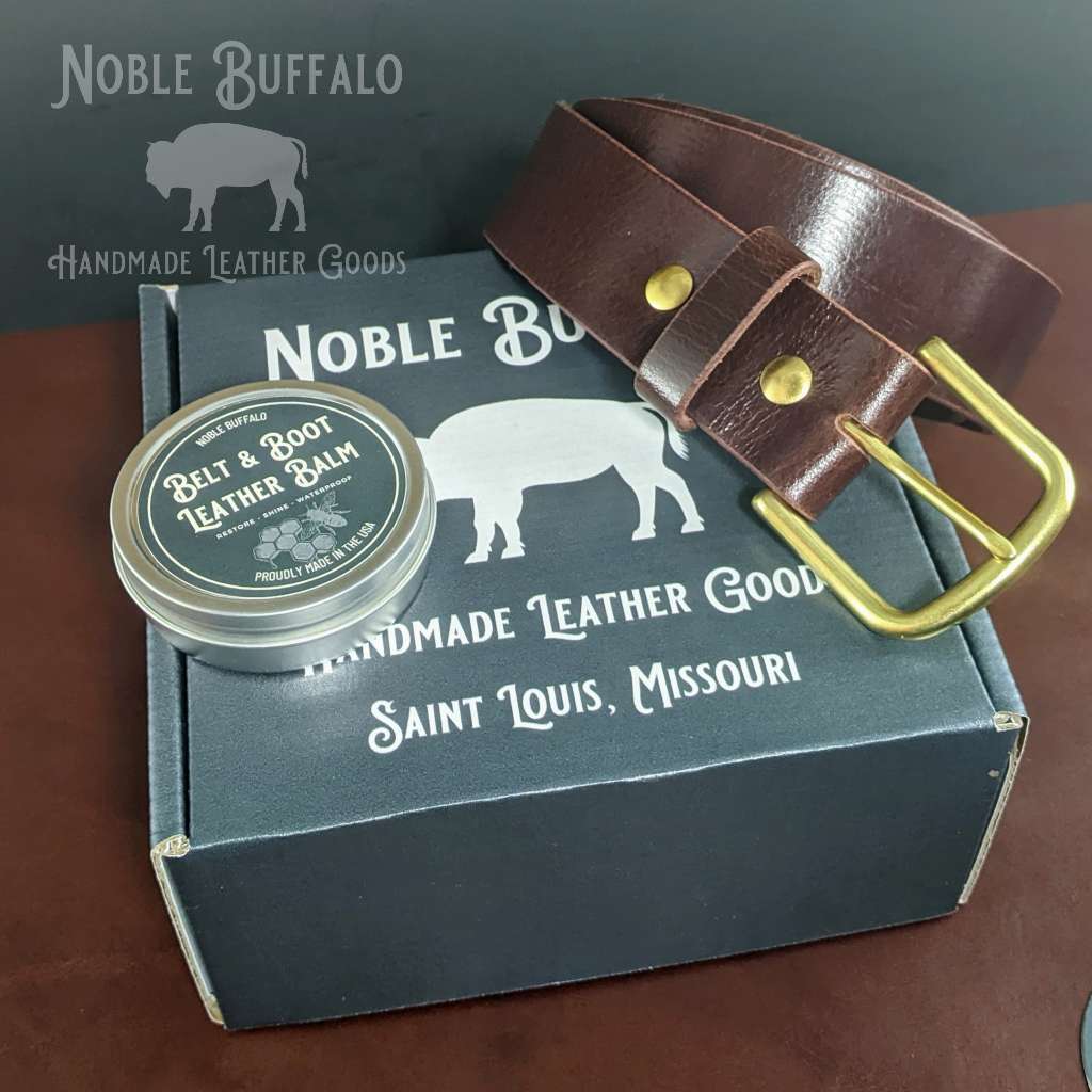 Belt Loop Leather & Brass Keychain - Mahogany Buffalo - Noble Buffalo