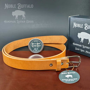 Natural Tan Patina Leather Belt - Full Grain Thick American Made Leather