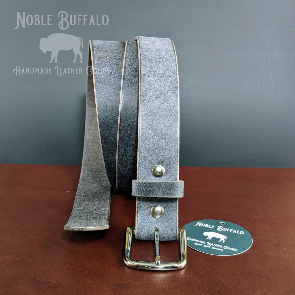 Full Grain Genuine Buffalo 1 1/2 Casual Belt Black Nickel Roller