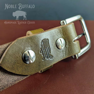 Olive Green Full Grain Soft Leather Belt - Made in USA Men's Solid Leather Belt by Noble Buffalo